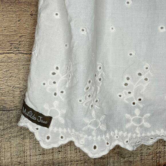 Matilda Jane In The Clouds Top Crop Sleeve Gray White Eyelet Layer Size Small - Picture 8 of 9